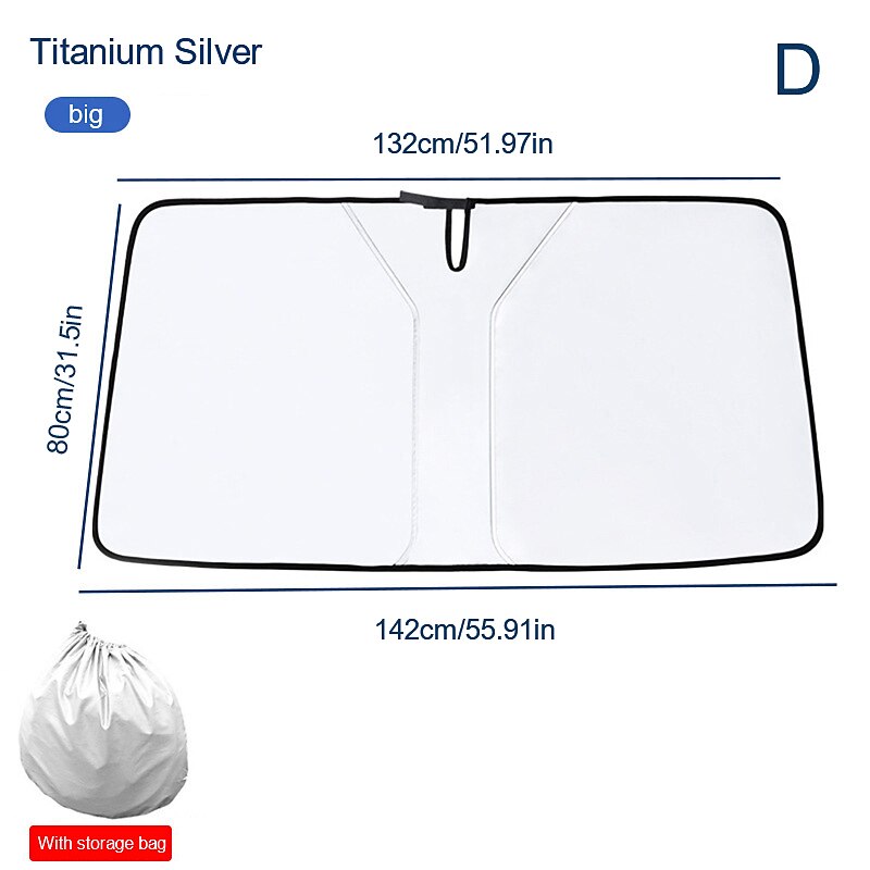 SEAMETAL Car Windshield Sun Shade Foldable Front Window Sunshade Sun Protection Car Curtains Summer Cooling UV Refletive Cover (Size: 80CM*142CM/65CM*