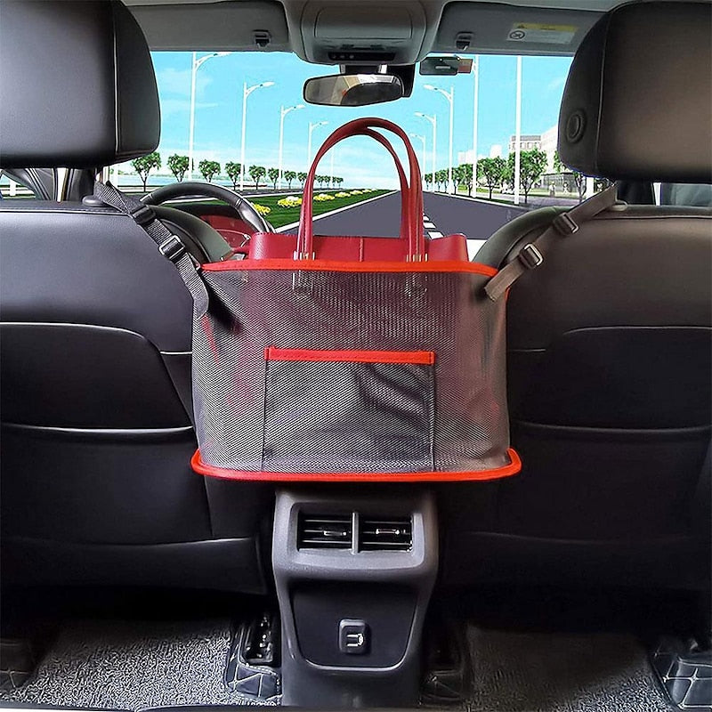 Car Net Pocket Handbag Holder. Durable Car Seat Storage and Handbag Holding Net. Thickened Polyester Fiber Hanging Storage Bag Between Car Seats for C