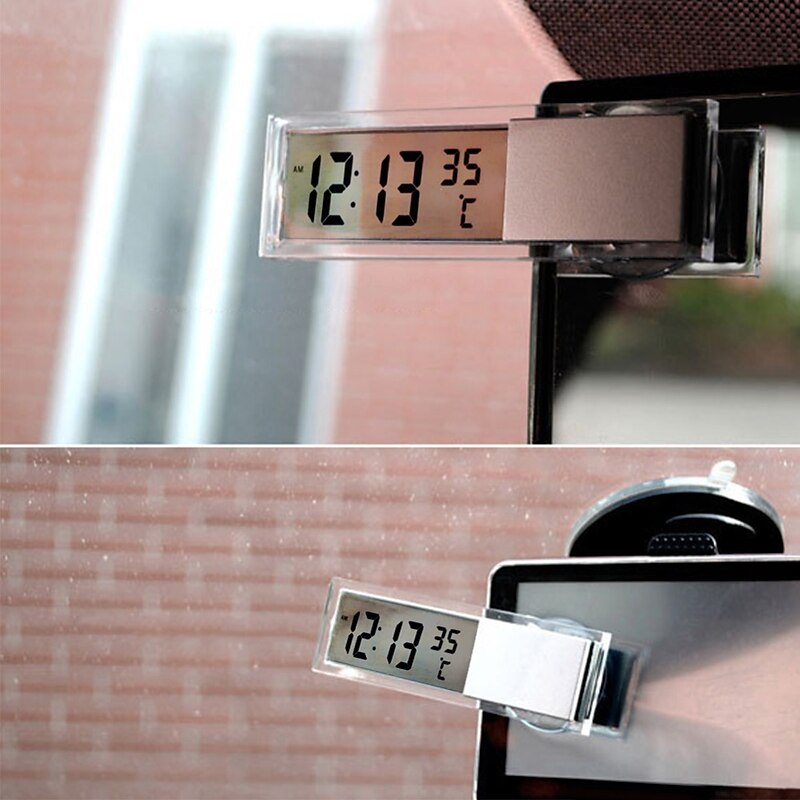 StarFire 2 In 1 Automobile Car Clock LCD Digital Thermometer Sucker Type Clock Transparent with 1 AG10 Button Cell 2024 - $7.99