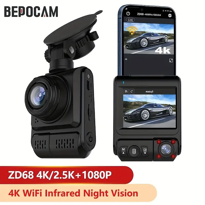 4K Dash Camera Infrared Night Vision Car DVR WIFI External GPS 2.5k1080p Dashcam Vehicle For Android Auto Video Recorder 2024 - $113.99