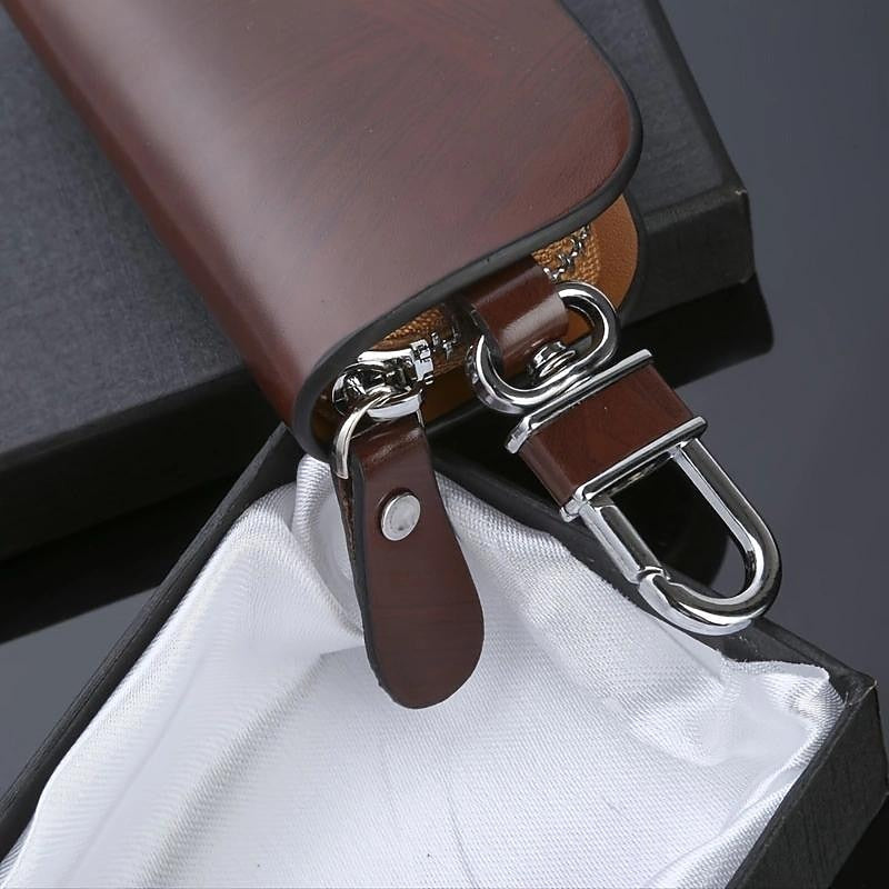 Premium Genuine Leather Remote Car Key Case - Key Fob Protector and Keychain Holder with Zipper Bag for Car Accessories 2024 - $6.99